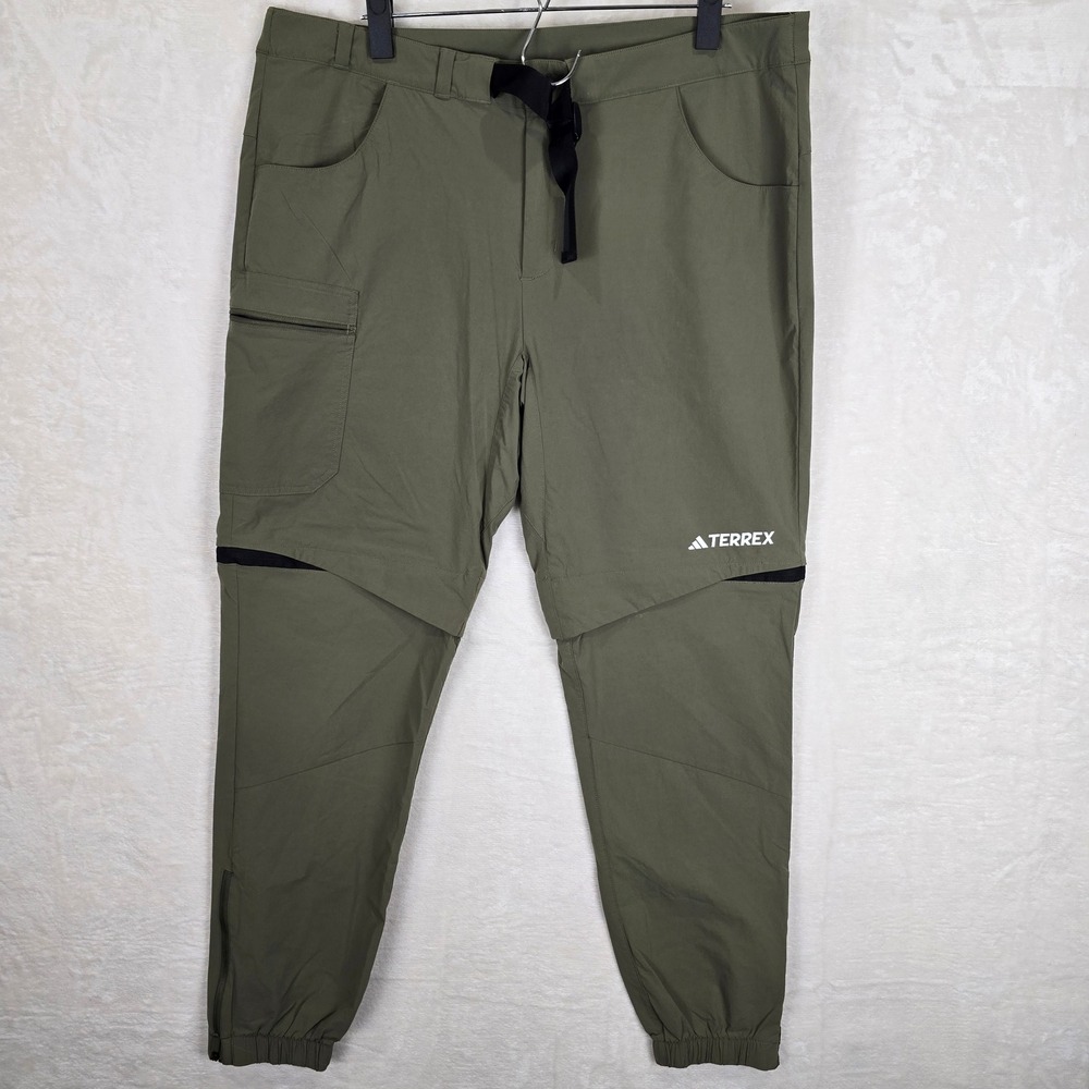 Adidas Terrex Mens Olive Green Convertible Zip Off Hiking Pants size Large